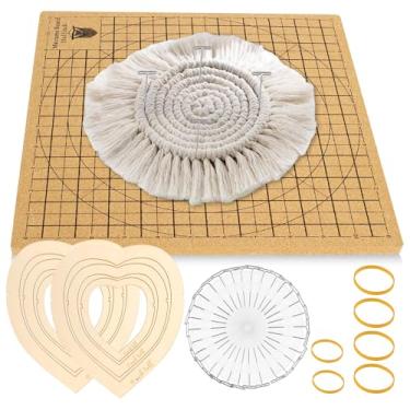 Imagem de UKQRRTC Conjunto de placa de macramê com pinos, grades de placa de projeto de macramê dupla face, placa de cortiça de macramê de madeira, placa de artesanato de macramê leve para trançar cachecóis de