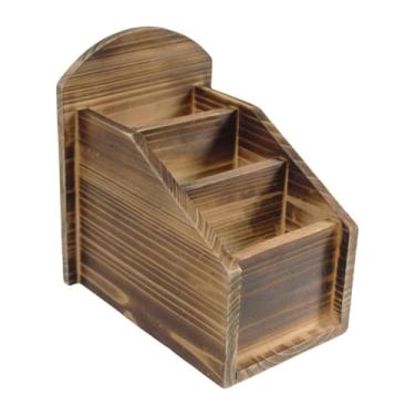 Imagem de DimyFew Caixa de armazenamento de madeira para mesa, organizador de mesa, porta-canetas, suporte para material de escritório, suporte para controles remotos, a