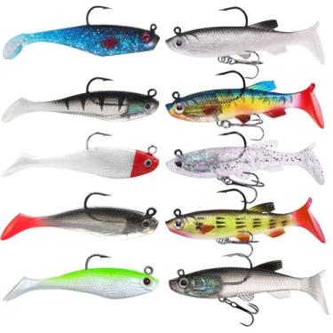 Imagem de Kit 10 Iscas Artificiais soft shad silicone para tucunaré etc - SWG, C