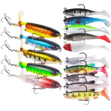 Imagem de Kit 15 iscas Artificiais Hélice, soft shad realista top - SWG, Colorid