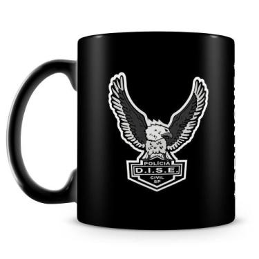Imagem de Caneca de Porcelana Polícia Civil de São Paulo DISE 100% Preta com Nom