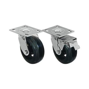 Imagem de Kit 2 un roda rodízio giratório freio trava borracha 6 poleg - AJAX