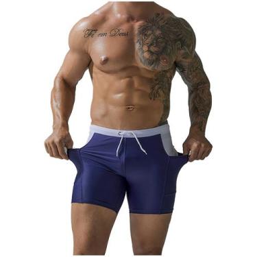 Imagem de Calção de banho masculino de ângulo plano da moda, tendência de combin