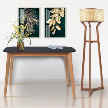 Imagem de Luminária de Piso Luna em Madeira Maciça e Tela Natural