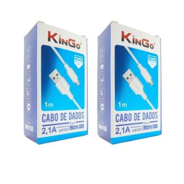 Imagem de Kit 2 Cabos Usb V8 Branco Kingo 1M 2.1A P/ Galaxy J6 Plus