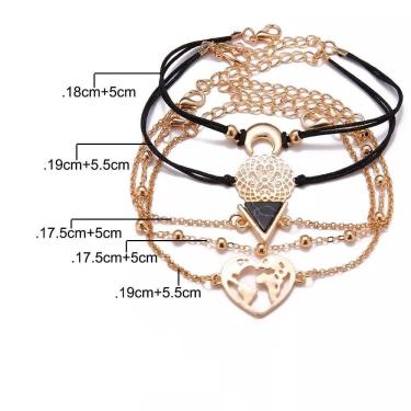 Imagem de Pulseira 5 Peças Detalhes Azul Marinho Dourado G6641