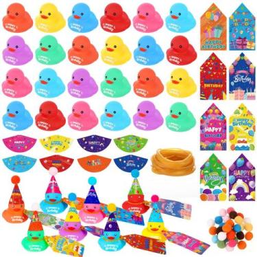 Imagem de Pacote com 24 conjuntos de patos de borracha de aniversário Lunmon, le