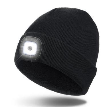 Imagem de Gorro LED Hatlight Unissex USB Recarregável Preto de Inverno