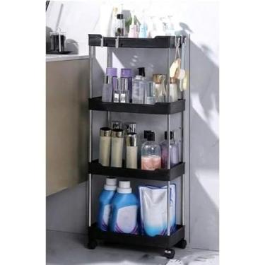 Imagem de Carrinho Organizador com Rodinhas Multiuso para Cozinha, Banheiro, Escritório e Salão - Estrutura Resistente em Aço, Prateleiras Ajustáveis(Preto,KIT 3 CARRINHOS P+M+G)
