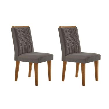 Imagem de Cadeira Sala de Jantar Alegra Kit 2 Un Madeira Capuccino/Suede Grafite - Rufato