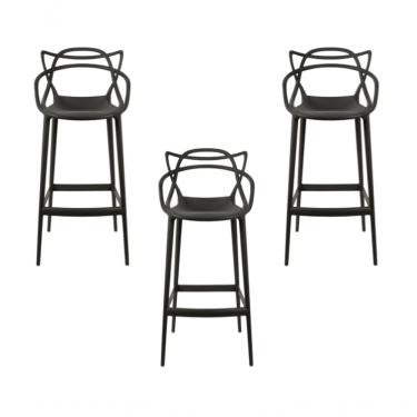 Imagem de Kit 3 Banquetas Allegra Masters Allegra Pretas