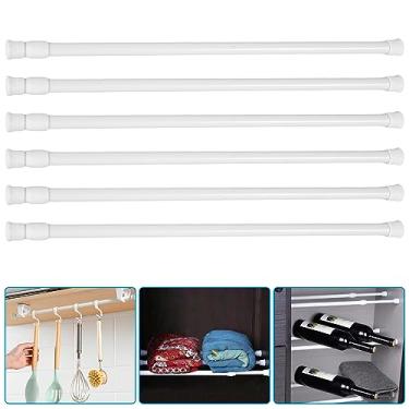 Imagem de 6 peças de barras de segurança de janela ajustáveis com pontas de borracha antiderrapantes barra de porta deslizante retrátil barras de segurança para crianças em casa (6, branco)