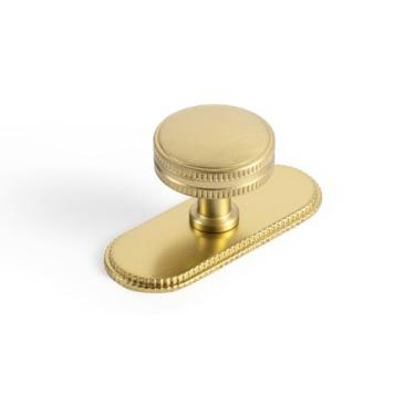 Imagem de Goo-Ki Puxadores de gaveta de bronze champanhe com placa traseira ferragens de cozinha de liga de zinco - pacote com 6 puxadores de armário com orifício único/barra de parafuso com espaçador