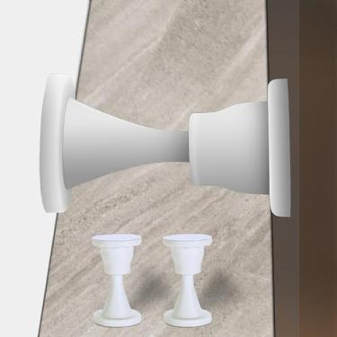 Imagem de Bujão de porta de borracha autoadesivo, sem batente de porta magnético, suporte de porta protetor de parede, não há necessidade de perfurar trava de porta (3, branco)