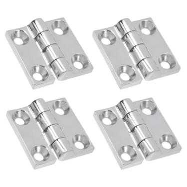 Imagem de Mewutal 4 peças dobradiças de aço inoxidável de grau marítimo 3,8 cm x 3,8 cm dobradiça de escotilha de barco dobradiças quadradas de armário para trailer, iate, caiaque, com parafusos