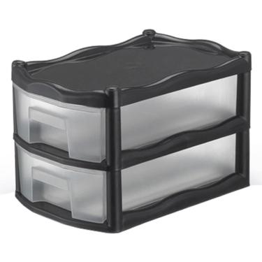 Imagem de Gaveteiro Organizador Plastico 2 Gaveta Preto 28X18,5X17,5Cm