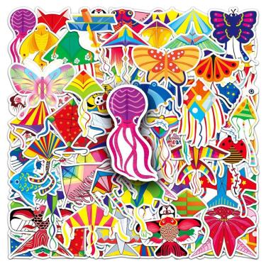 Imagem de Adesivos de pipa, 50 unidades, decalques coloridos e fofos de desenhos animados para doodle