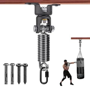 Imagem de BeneLabel Gancho de saco de boxe pesado giratório de 360° com mola de 125 kg de capacidade para bolsa pesada para sacos de pancadas, suporte de teto com mola