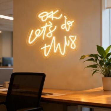 Imagem de Neonawall OK Let’s Do This Neon Sign for Wall Decor Light Up Letters Led Sign Birthday Party Gifts Led Decorative Night Signs Motivational Room Decorations Supplies Gift for Friend Home Bedroom Dorm