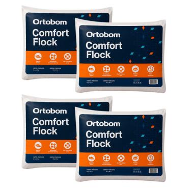 Imagem de Kit 4 Travesseiros Ortobom Confort Flock