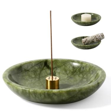 Imagem de Koville Suporte de incenso de mármore natural, suporte de incenso para palitos com 9 furos, queimador de incenso feito à mão, apanhador de cinzas para meditação, ioga, spa, abeto bálsamo/palo santo