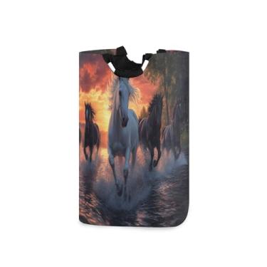 Imagem de xigua Cesto de lavanderia grande para corrida de cavalos com alça, cesto de roupas dobrável para organização de brinquedos e roupas no quarto, banheiro e lavanderia