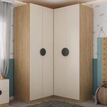 Imagem de Conjunto Modulado Infantil de Canto 2 Peças com 4 Portas, Nicho com 2 