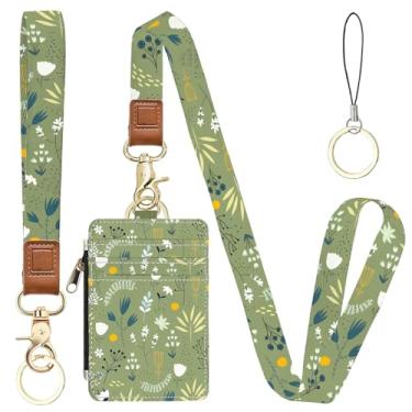 Imagem de Porta-crachá de identificação 2 em 1 com flor e carteira com cordão para professores, enfermeiras, profissionais - linda bolsa de moedas com zíper, alça de pulso removível e cordão de pescoço, 5