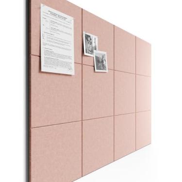 Imagem de Bumusty Tábua de cortiça grande alternativa de 119 x 89 cm - pacote com 12 azulejos de parede de feltro com 70 abas adesivas removíveis seguras, 30 pinos, placas de cortiça para paredes, placa de