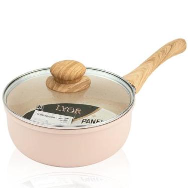 Imagem de Panela de Indução com Tampa de Vidro Granito Chef 18cm Bege Alumínio c