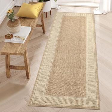 Imagem de GarveeHome Tapete de corredor de corredor 5 x 15 cm lavável tapete de corredor de cozinha com suporte de borracha resistente a manchas tapete de entrada de borda listrado tapete de área geométrico