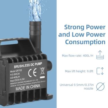 Imagem de aqxreight Bomba de água Submersível, Mini Bomba de Fonte de 400L/H Com Elevação Máxima de 9,8 Pés, Cabo USB e Base de Ventosa para Tanque de Peixes, Aquário, Bebida para Animais de (QR70B)