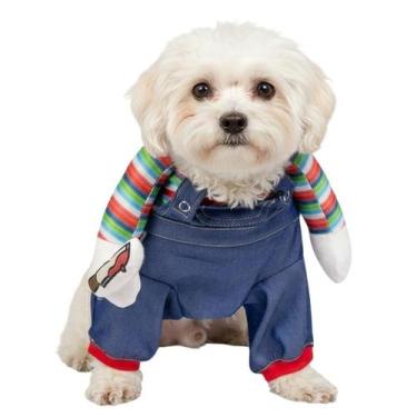 Imagem de Fantasia Chuck Roupa Roupinha Cachorro Cão Porte Pequeno Médio Hallowe