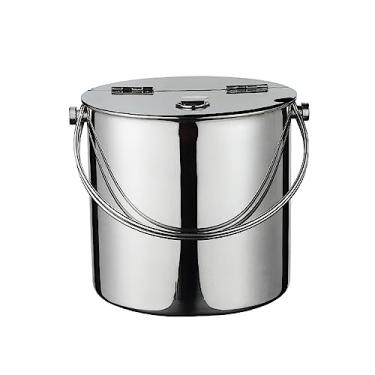 Imagem de Balde de gelo tipo balde de gelo espesso de aço inoxidável com tampa dobrável e alça de transporte Balde de gelo de metal para festa de negócios e família Balde de gelo para bebidas Balde de gelo