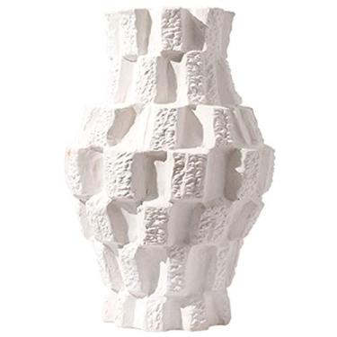 Imagem de Vaso de cerâmica de formato especial, ornamentos brancos para casa, vasos foscos modernos, decoração de sala de estar simples, para evento de festa de casamento (cor: branco, tamanho: 12 * 12 * 31 cm)