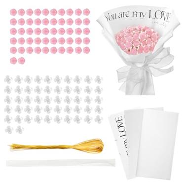 Imagem de jiebor 52 buquê de flores artificiais de rosas DIY para artesanato, dia dos namorados, dia das mães, decoração de casamentos (rosa)