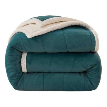 Imagem de Manta de lã feminina masculina para cama adulto casal solteiro para sofá outono inverno grosso e quente macio e confortável (verde 2.200 x 230 cm)