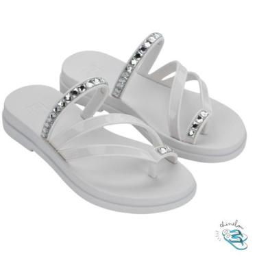 Imagem de Sandalia Chinelo Feminino Zaxy Lume Detalhes Metal Conforto, Branco st