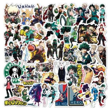 Imagem de Adesivo My Heros Academias Anime 50 unidades de vinil PVC impermeável 