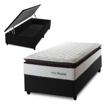 Imagem de Cama Box Baú San Diego 88x188 Branco Espuma D33 King House
