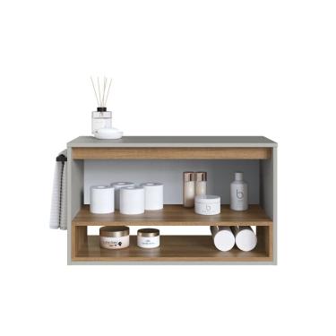 Imagem de Gabinete de Banheiro Suspenso 1 Nicho 1 Toalheiro 1 Porta 80cm Marrom/Arenas - BH8060MA