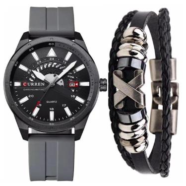Imagem de Relógio Esportivo Curren Masculino Luxo Analógico + Pulseira-Masculino