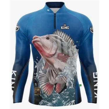 Imagem de Camisa Pesca Camiseta Manga Longa Proteção UV 50 King Brasil, Kff645, 