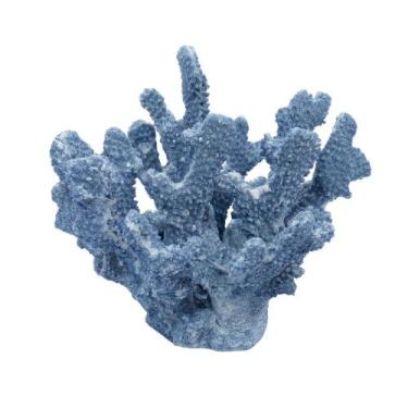 Imagem de Escultura Coral Resina Azul Menor Decorativo Detalhes Real - LUXdécor