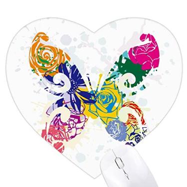 Imagem de Tapete de borracha colorido com estampa floral coração grafite tapete de escritório