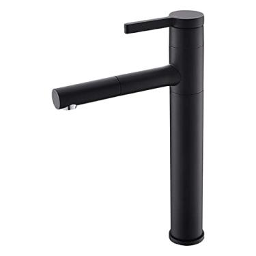 Imagem de Torneiras Crane Latão Preto Torneiras de Banheiro Misturador de Bacia Alta Pia Torneira Alta Gourmet Lavatório Torneira de Água Quente Fria, Preto, Tamanho Único