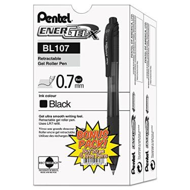 Imagem de Pentel BL107ASW2 EnerGel-X caneta de gel retrátil para rolo, 7 mm, barril preto, tinta preta, embalagem com 24