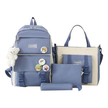 Imagem de Mochila Fashion Campus High School de alta capacidade, 4 peças