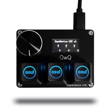 Imagem de BTXETUEL Teclado O3C OSU SayoDevice Interruptores Magnéticos Lineares Magnéticos Teclado com Botão e Tela, Copiar Colar, Shotcut, Mini Teclado Macro Hotswap... (com teclas OSU - Preto)