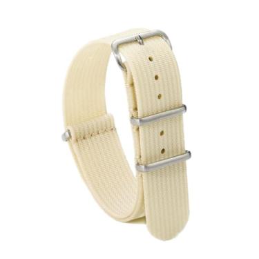 Imagem de TACTICAL FROG Pulseira de relógio de nylon de 18 mm, 19 mm, 20 mm, 22 mm, 24 mm, impermeável, para homens e mulheres, com fivela de aço inoxidável (branco-creme, 22 mm)